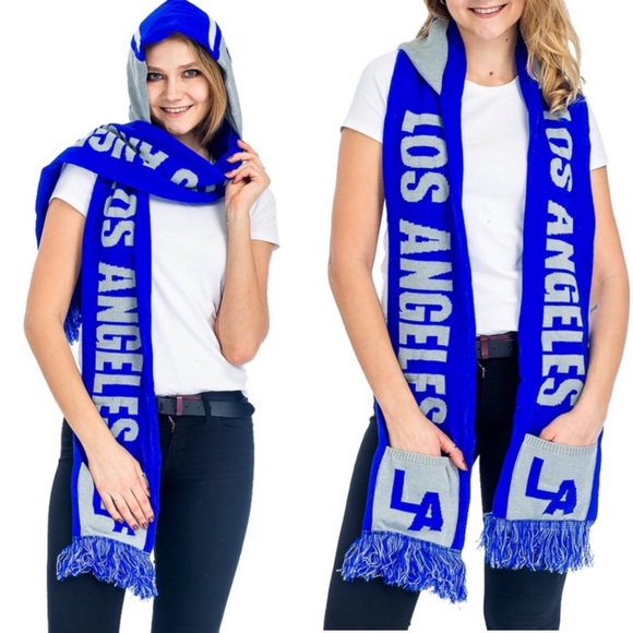 UNISEX LOS ANGELES Dodgers Baseball Hoodie SCARF - Picture 2 of 6